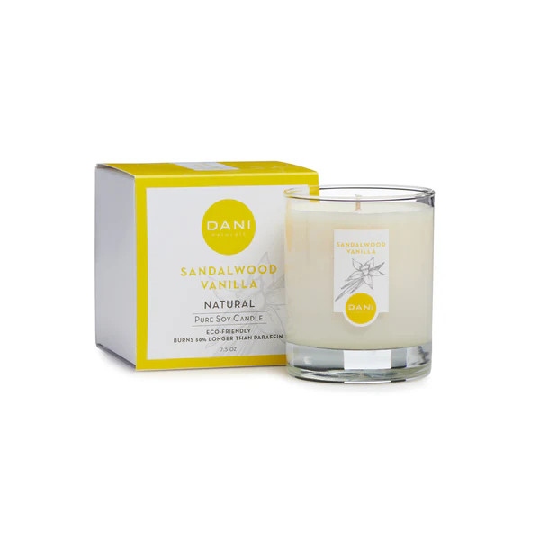 7.5oz Glass Sandalwood Vanilla Candle | DANI Naturals