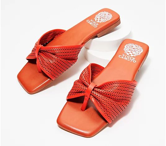 Vince Camuto Perforated Leather Thong Sandals - Amahlee | QVC