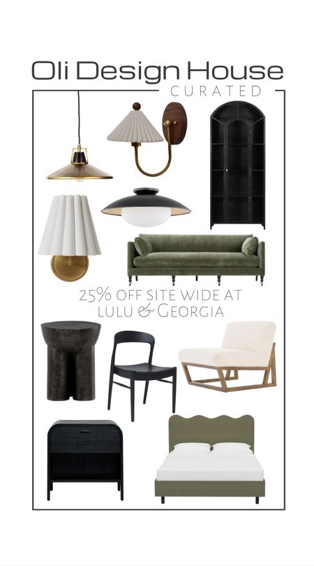 25% off at Lulu & Georgia! 

Black arched cabinet, brass lighting, brass pendant, green sofa, green velvet sofa, scalloped headboard, scalloped bedframe, black dining chairs, black end table with round legs, curved black nightstand, scalloped lighting

#LTKhome #LTKsalealert #LTKFind