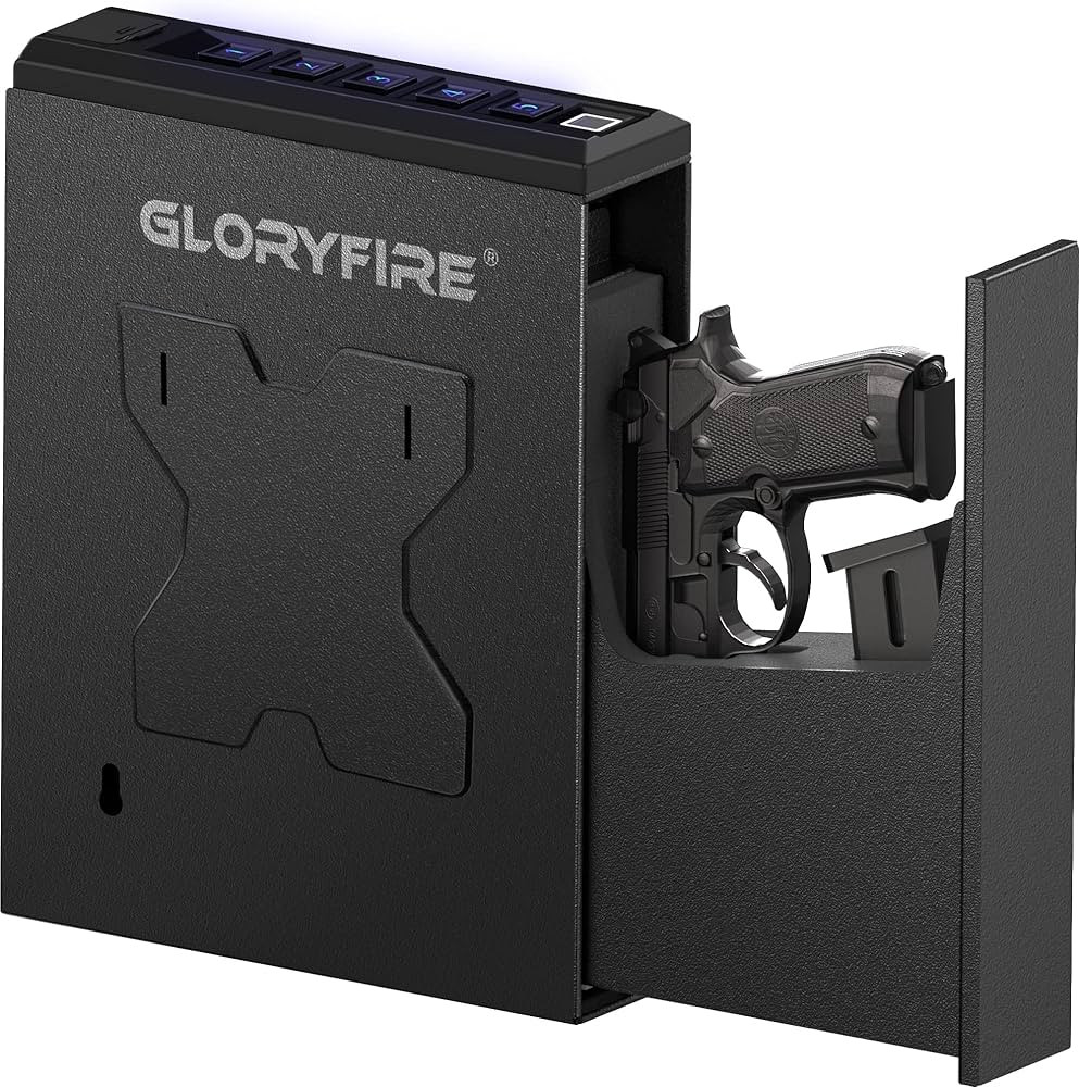 GLORYFIRE Gun Safe Biometric Pistol Safe, Mounted Nightstand Quick Access Handgun Safe and Gun Lo... | Amazon (US)