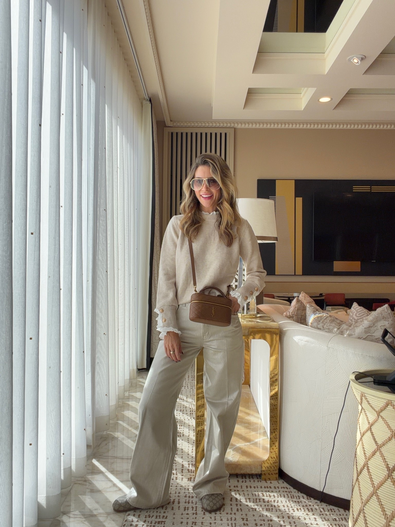 Today’s Vegas outfit! 
Amazon top size small 
Pistola jeans size 25
Miu miu sunglasses 
YSL bag 
Gucci clogs 

#LTKTravel #LTKootd