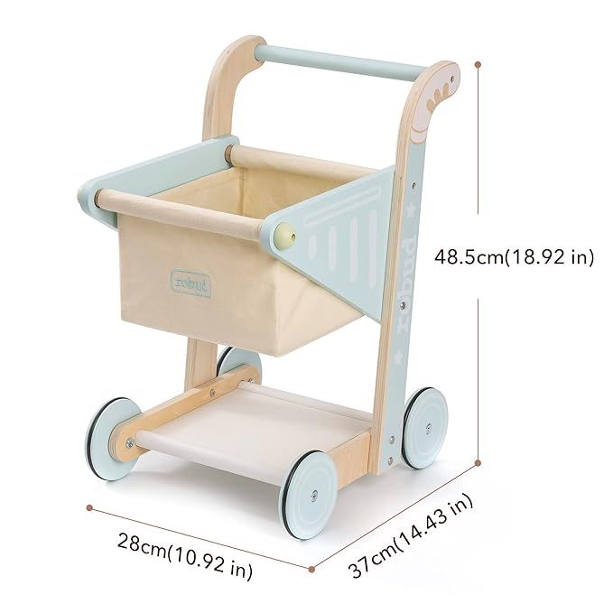 Amazon.com : ROBOTIME Wooden Baby Push Walker Toy, Kids Shopping Cart Toy, Push Toy for Babies Le... | Amazon (US)