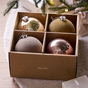Neutrals Glass Ball Ornaments (Set of 4) | West Elm (US)