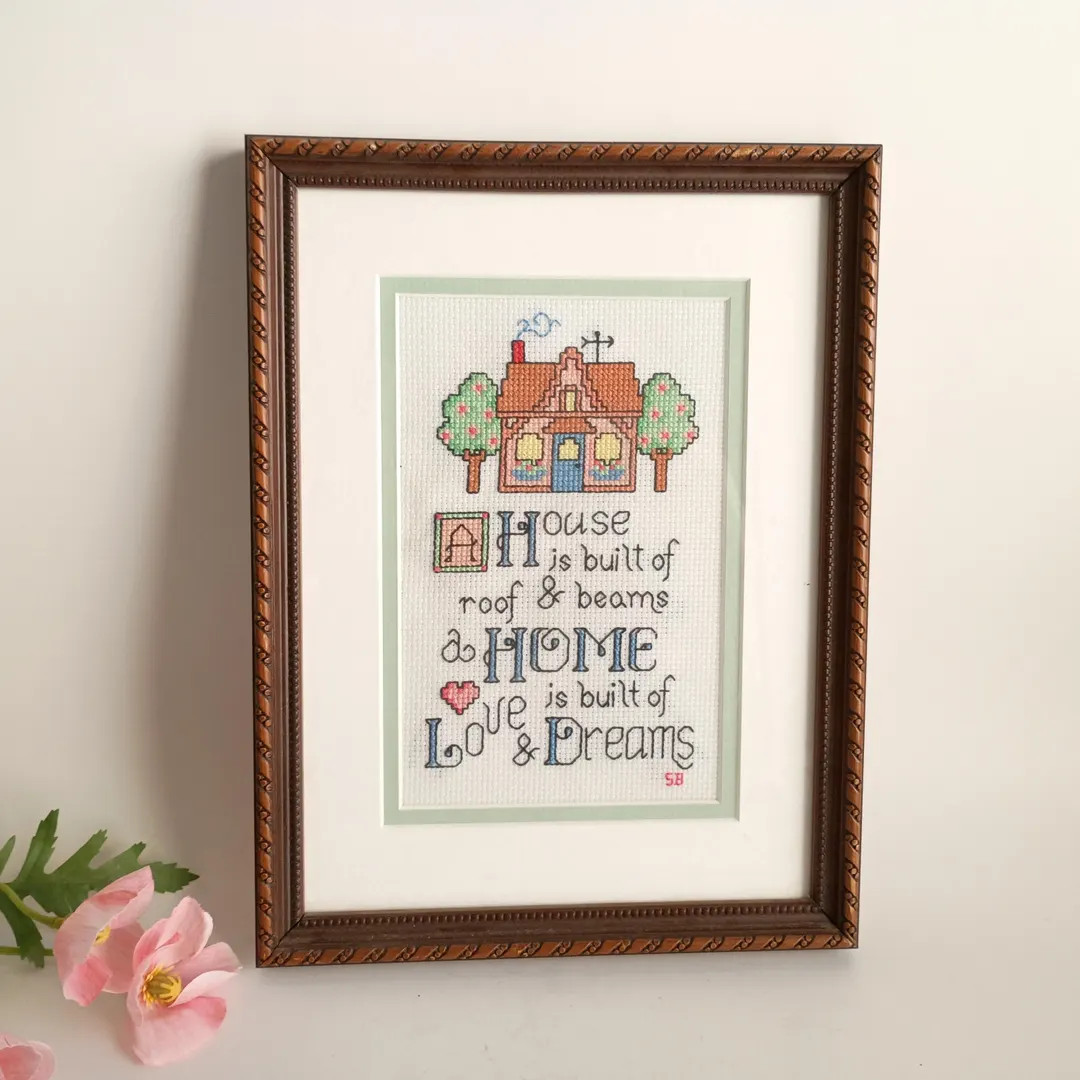 House & Home! Vintage Framed Cross Stitch Picture Wall Hanging 11"x8" | Etsy (US)