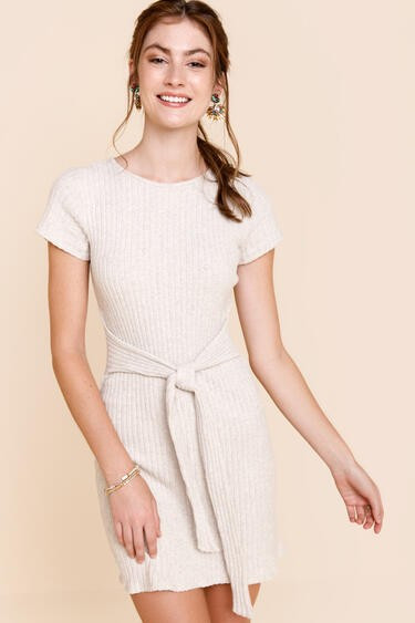 Evan Ribbed Waist Tie Mini Dress | Francesca’s Collections