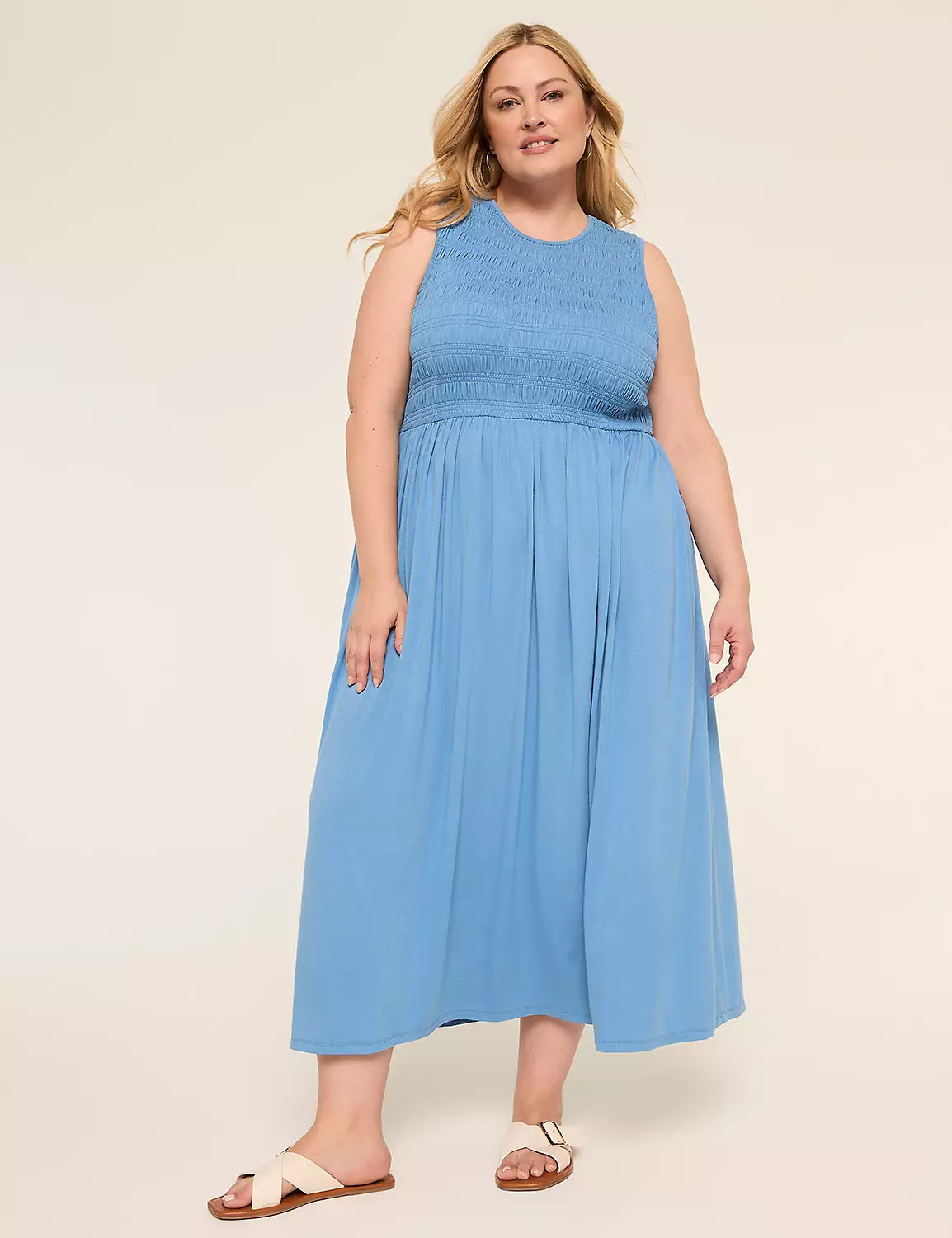 Sleeveless Smocked-Bodice Maxi Dress | Lane Bryant (US)