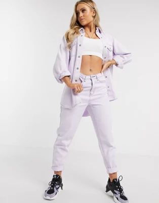 Missguided contrast stitch two-piece in lilac | ASOS (Global)