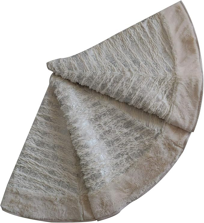 Gireshome Silver Metallic Stripe Faux Fur Center,Soft Short Plush Border Christmas Tree Skirt-48i... | Amazon (CA)