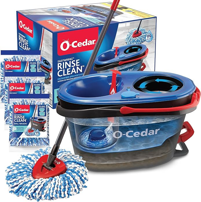 O-Cedar EasyWring RinseClean Microfiber Spin Mop & Bucket Floor Cleaning System with 3 Extra Refi... | Amazon (US)