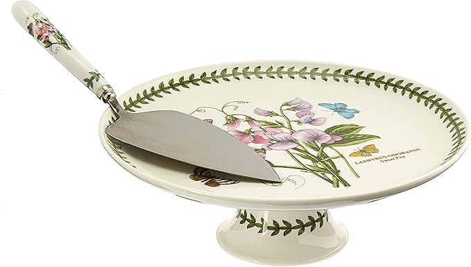 Portmeirion Botanic Garden 10" Footed Cake Plate, Sweet Pea Motif - Includes Stainless Steel Serv... | Amazon (US)