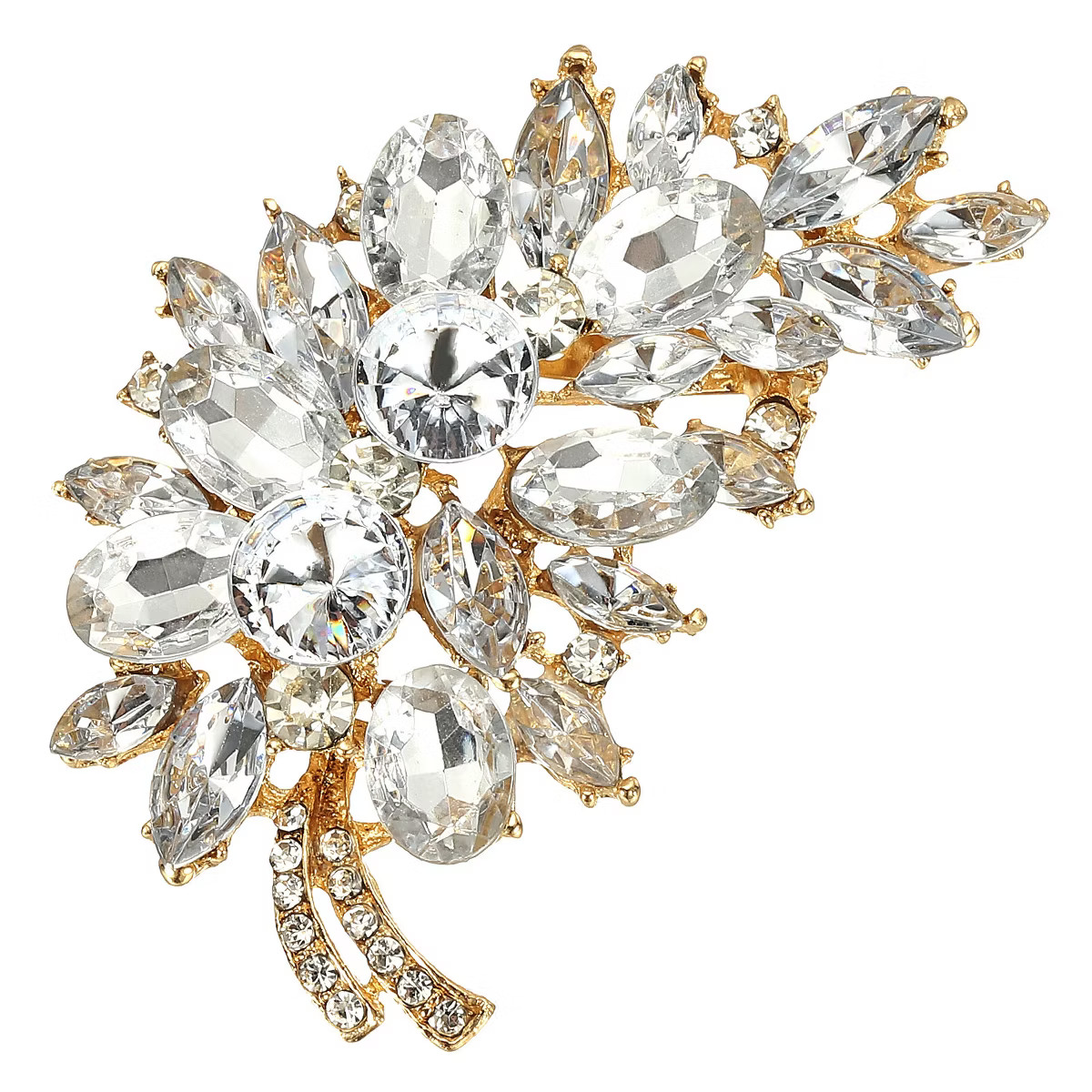 Unique Bargains Women's Flower Leaf Rhinestone Vintage Brooch Pin | Target