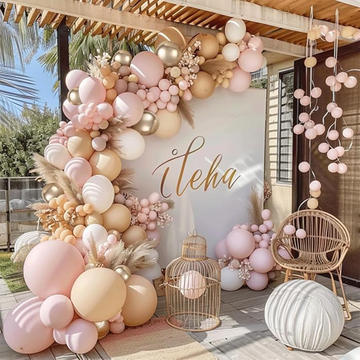 Dusty Pink White Nude Balloon Arch Kit, Pink and Gold Balloons With Light Pink White Nude Champag... | Amazon (US)