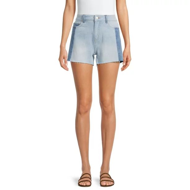 Time and Tru Women's Patchwork Fashion Denim Shorts - Walmart.com | Walmart (US)