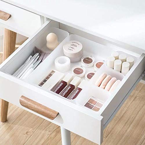 Chris.W Clear Plastic Drawer Organizer Tray for Vanity Cabinet, Set of 5 Storage Tray for Makeup, Ki | Amazon (US)