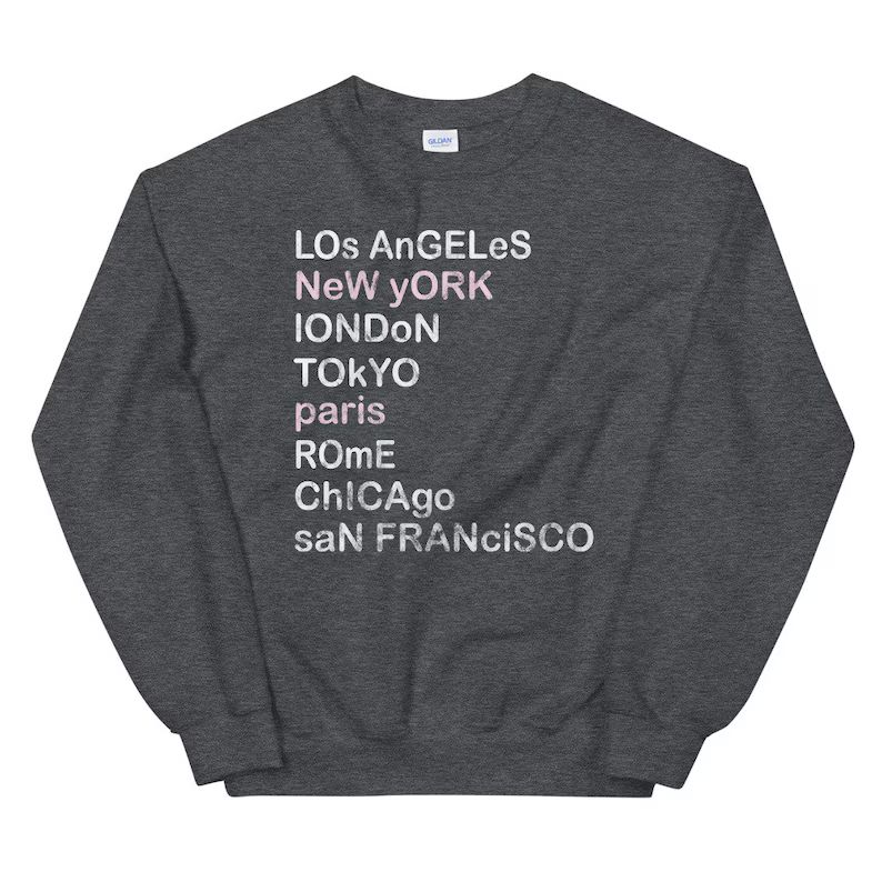 City Sweatshirt Major City List Sweater Vintage Graphic | Etsy | Etsy (US)