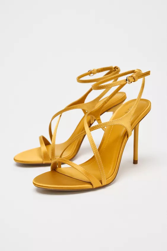 SATIN EFFECT HEELED SANDALS | Zara US