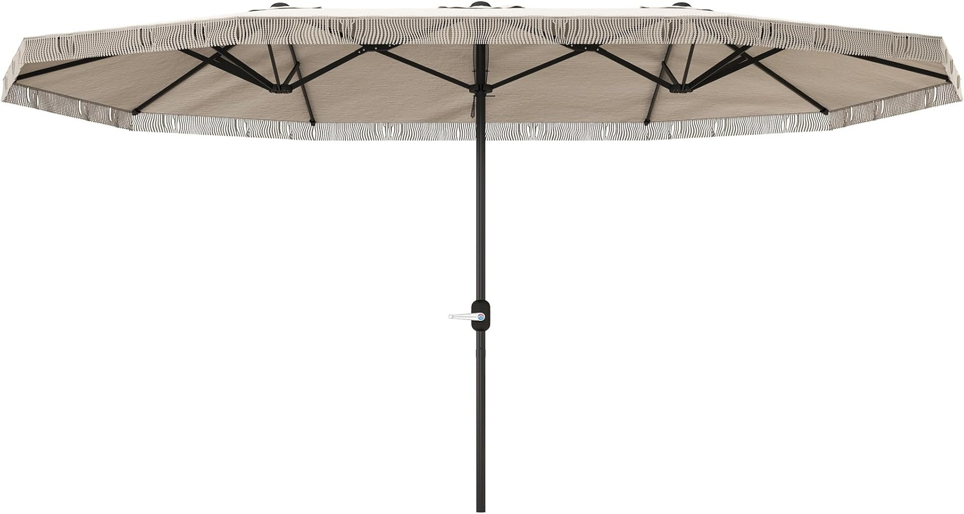 Outsunny 15ft Extra Large Patio Umbrella with Fringe, UPF30+ Double-sided Market Umbrella with Ea... | Amazon (US)