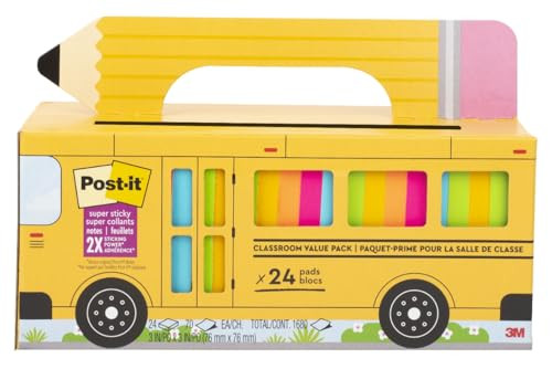 Post-it Super Sticky Notes, 24 Sticky Note Pads, 3 x 3 in, School Supplies, Office Products, Note... | Amazon (US)