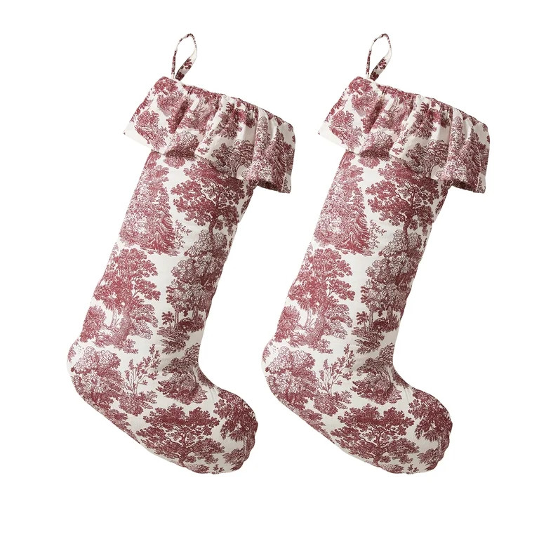 My Texas House Red Trees Toile Christmas Stockings, 20" x 10" (2 Count) | Walmart (US)