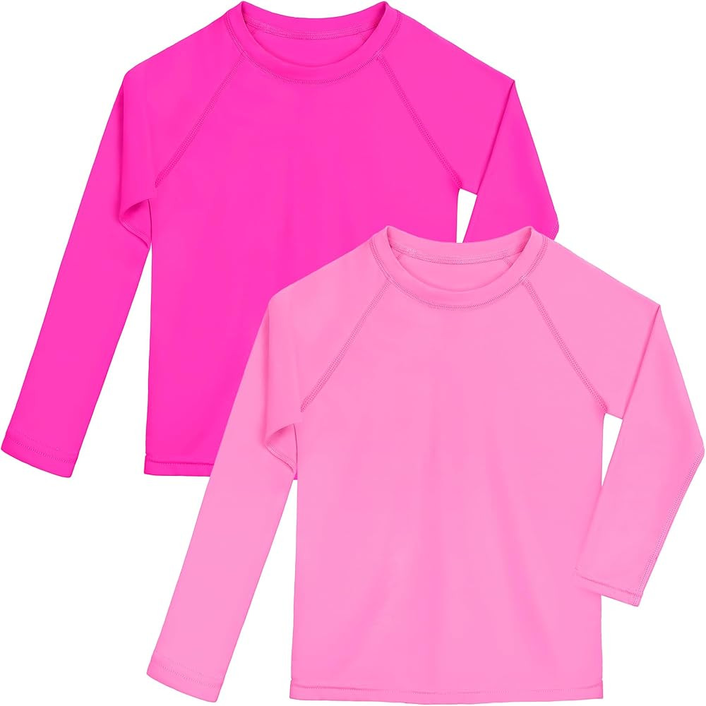 Poroka 2 Pack Girls and Toddlers' UPF 50+ Long-Sleeve Rashguard Swim Shirt Lightweight Sports Ath... | Amazon (US)