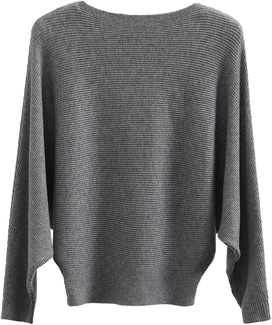 EDSTAR Women Dolman Batwing Sleeves Knitted Sweaters Winter Boat Neck Pullovers Tops | Amazon (US)
