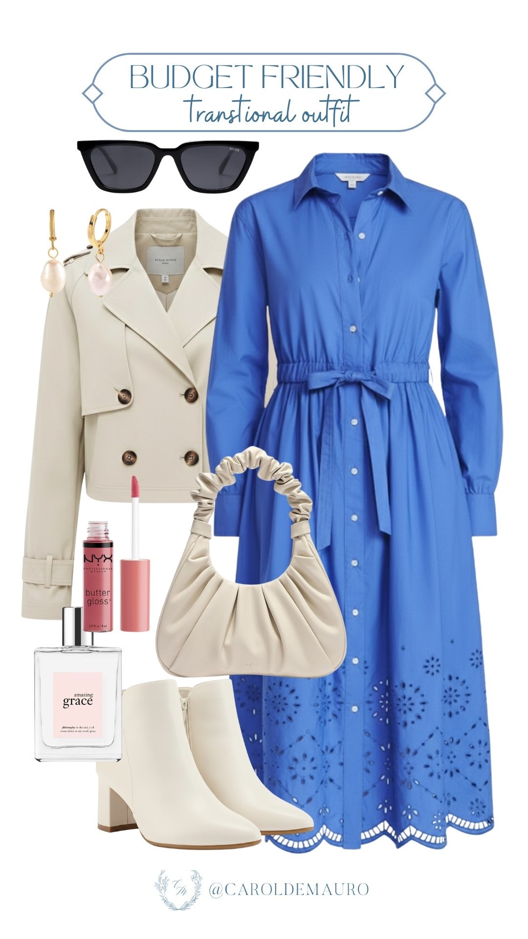 Keeping it classic with an eyelet blue midi long-sleeve dress, a cropped trench, and neutral accessories for that perfect effortless vibe. Everything you need for a chic, budget-friendly outfit that takes you from coffee dates to evening strolls!

transitional outfit, classy look, winter to spring, brunch date, affordable style, weekend vibes, petite fashion, walmart, amazon

#LTKBeauty #LTKU #LTKSeasonal