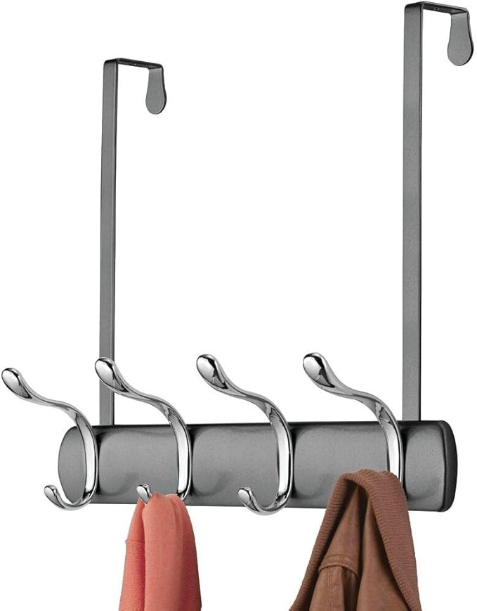 mDesign Decorative Over Door 8 Hook Metal Storage - Long Easy Reach Organizer Rack for Coats, Hoo... | Amazon (US)