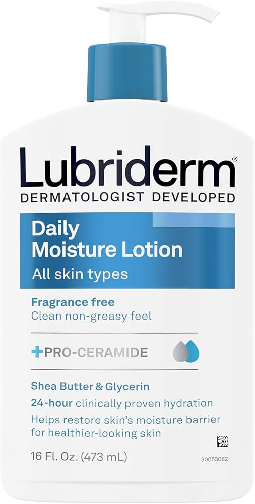 Lubriderm Fragrance Free Daily Moisture Lotion + Pro-Ceramide, Shea Butter & Glycerin, Face, Hand... | Amazon (US)