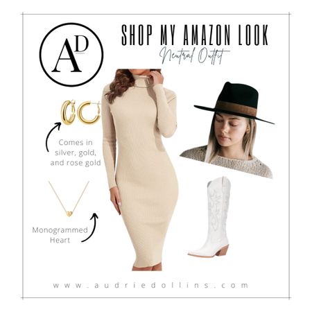 Amazon Neutral Winter Outfit 

Amazon | Amazon fashion | neutral | neutral fashion | everyday fashion | everyday style | sweater dress | white boots | cowboy boots | hat | western hat | trendy hat | jewelry | chunky earrings | pendant necklace 

#LTKunder100 #LTKstyletip #LTKcurves