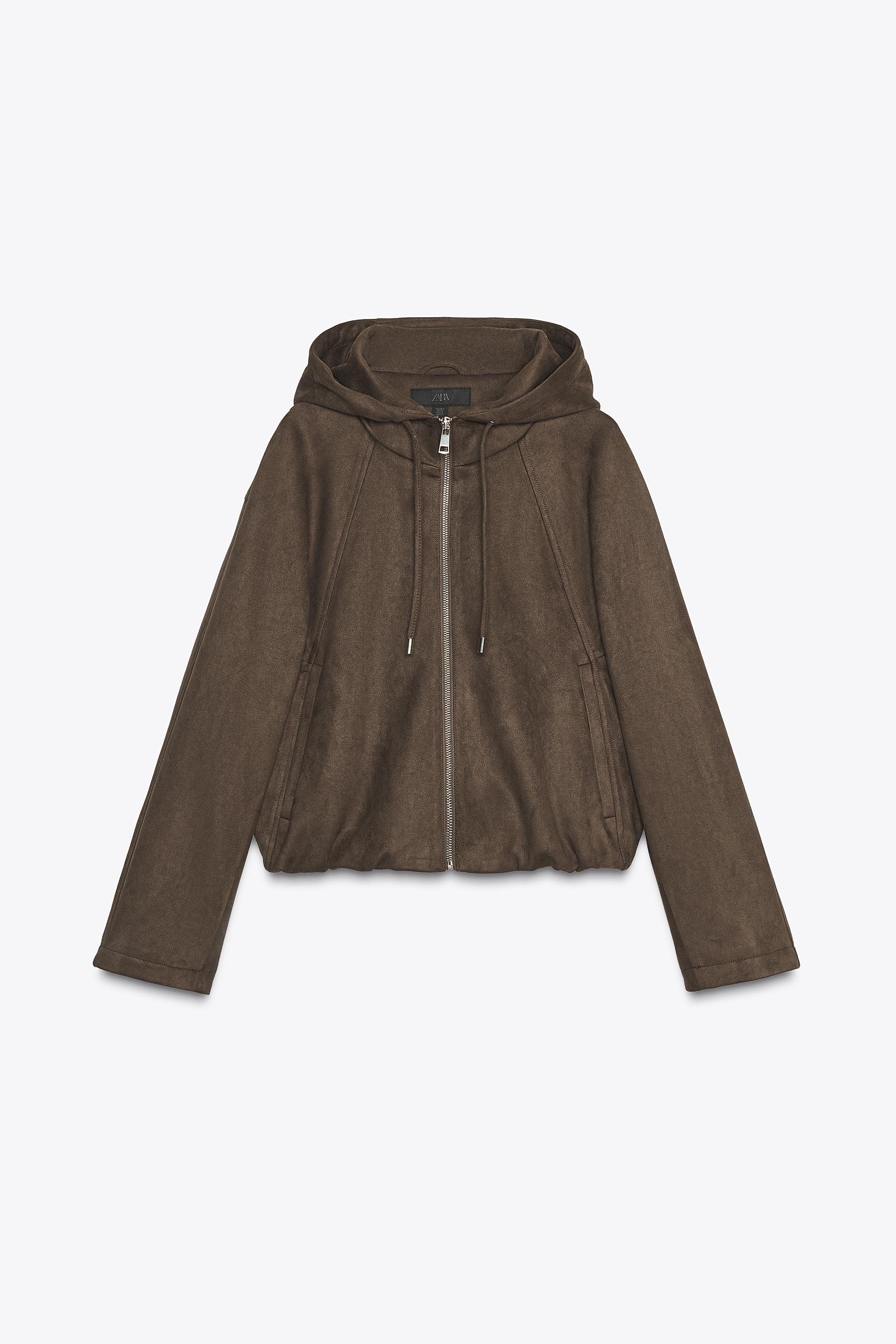 HOODED FAUX SUEDE BOMBER JACKET | Zara UK