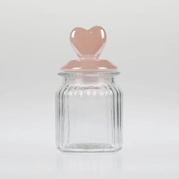 Way To Celebrate Valentine Pink Irridesent Heart Glass Jar - Walmart.com | Walmart (US)