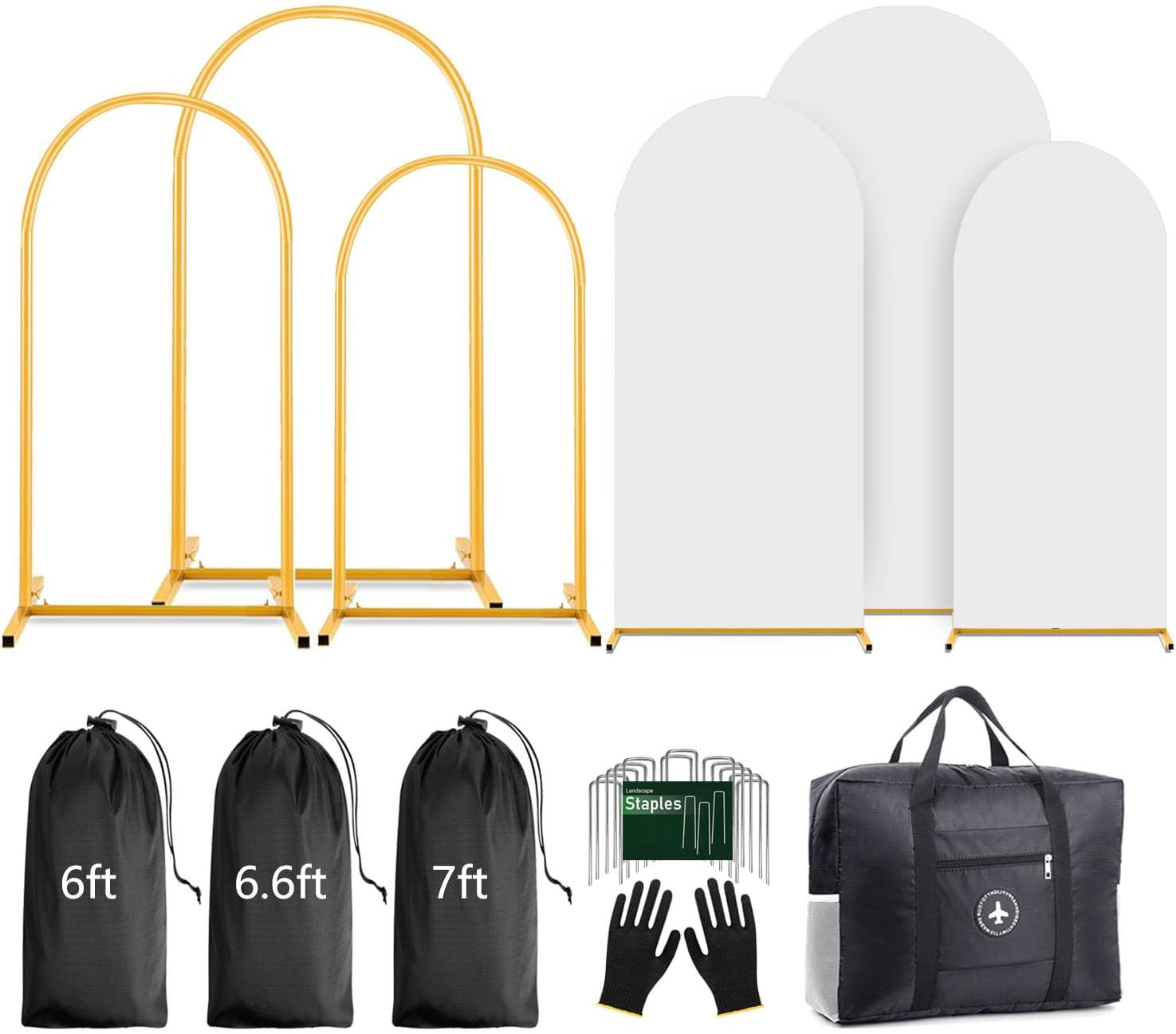 Arch Backdrop Stand and Cover Set (7.2ft,6.6ft,6ft) Metal Arch Frame Stand Gold, Wedding Birthday... | Amazon (US)