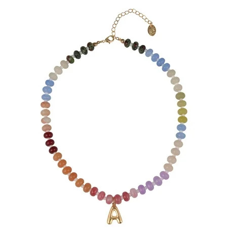 Time and Tru Goldtone Multicolored Bead Initial "A" Necklace | Walmart (US)