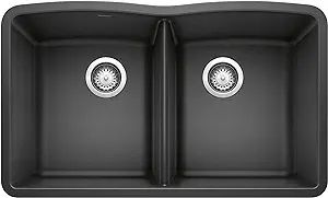 BLANCO 440184 Diamond Equal Double Bowl Kitchen Sink, 9.50 x 19.25 x 32.00 inches, Anthracite | Amazon (US)