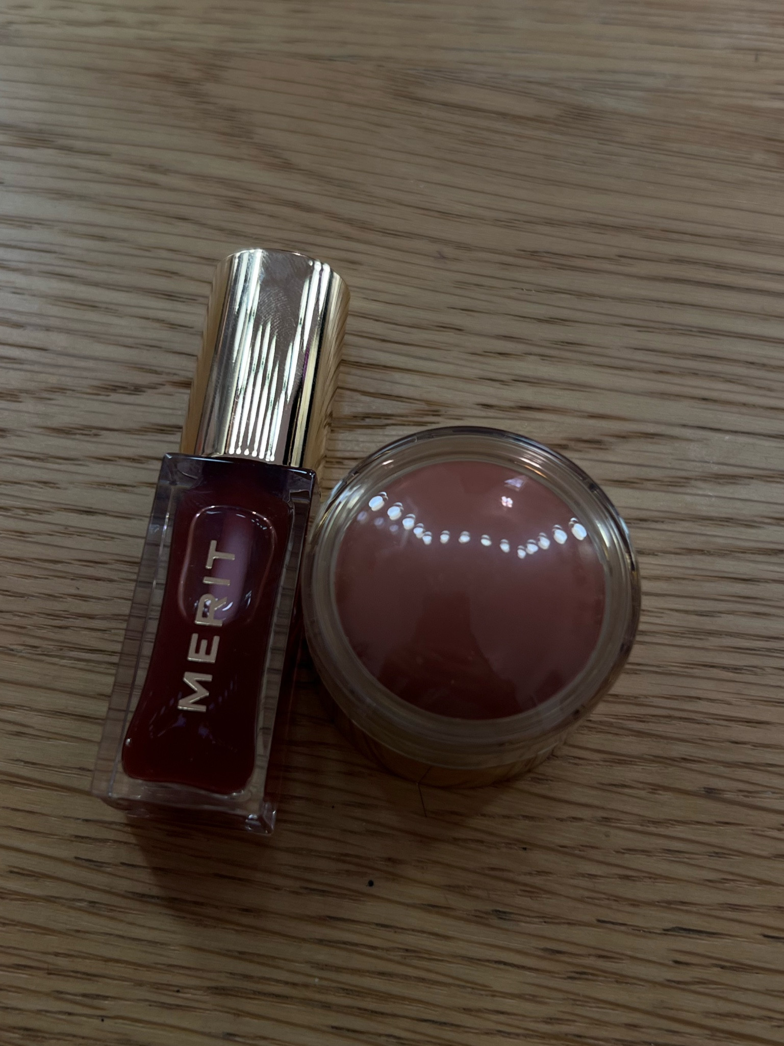 Merit Beauty 
Flush balm in shade Beverly Hills 
Tinted Lip Oil in shade mapleton! #lipoil #flushbalm #fyp #makeupfinds 

#LTKbeauty