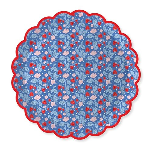 Bonjour Fête Strawberry Small Paper Party Plates | Sturdy Disposable Plates for Summer BBQs and ... | Amazon (US)