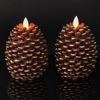 Wondise Flameless Candles with Timer, Battery Operated Moving Wick Real Wax Pine Cone Candles for... | Amazon (US)