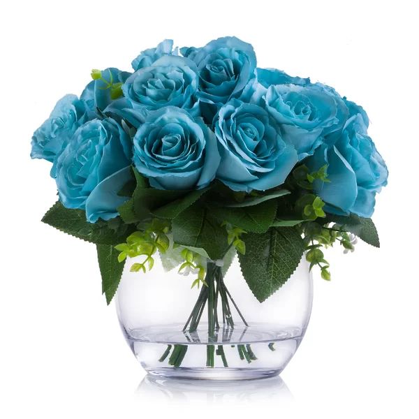 18 Heads Roses Floral Arrangement and Centerpiece in Vase | Wayfair North America