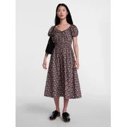 Women's and Women's Plus Smocked Waist Peasant Midi Dress with Puff Sleeves, Sizes XS-4X $27.98 | Walmart (US)