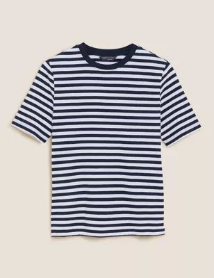 Pure Cotton Striped Straight Fit T-Shirt | M&S Collection | M&S | Marks & Spencer (UK)