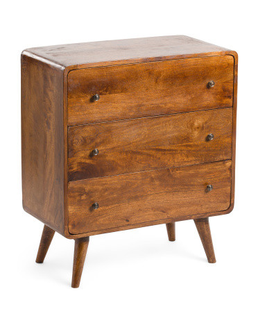 32in Curved Solid Wood Three Drawer Chest | Marshalls