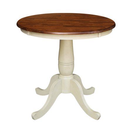 30"" Round Top Pedestal Dining Table, 28.9""H in Antiqued Almond/Espresso | Walmart (US)
