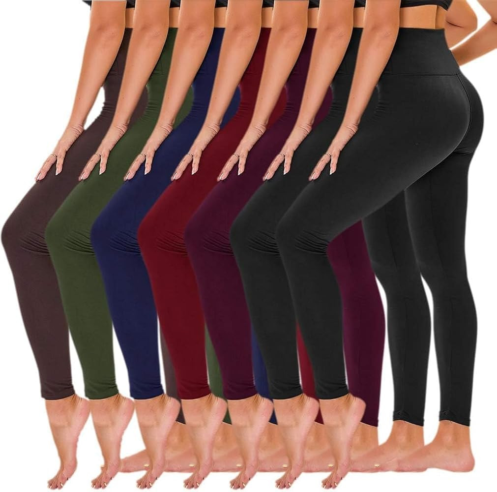 TNNZEET 7 Pack Leggings for Women - High Waisted Yoga Pants with Pockets Black Leggings Women Ful... | Amazon (US)
