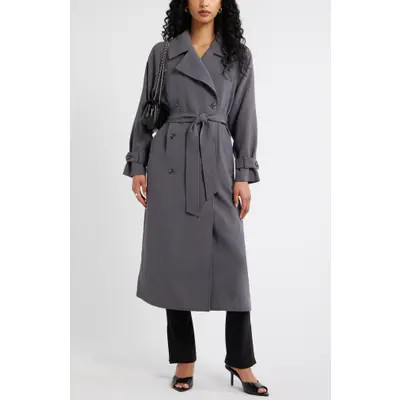 Open Edit The Curator Oversize Trench Coat in Grey Feather at Nordstrom, Size Large | Nordstrom