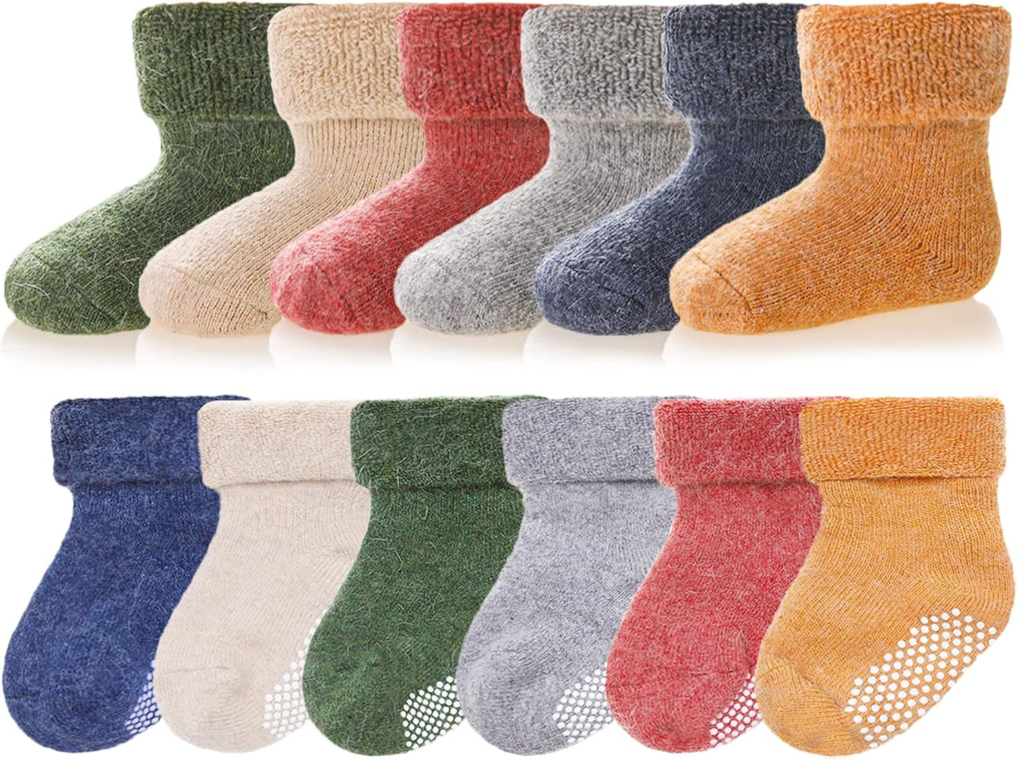 Baby Wool Floor Socks Soft Winter Warm Thick Non slip Toddler Boys Girls Crew Neck Socks 6 pairs | Amazon (US)