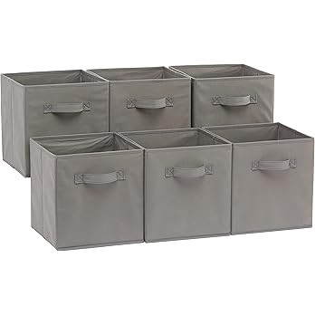 Amazon Basics Collapsible Fabric Storage Cubes Organizer with Handles, 10.5"x10.5"x11", Pack of 6... | Amazon (US)