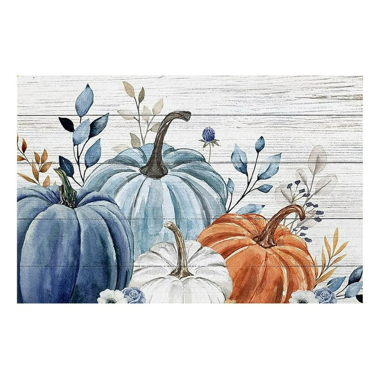 Thanksgiving Doormat Fall Welcome Mat With Blue White Orange Pumpkin Non Floor Mat Bathroom Decor... | Walmart (US)