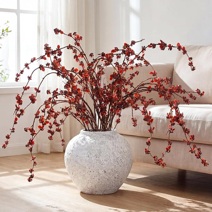 6 Pcs Artificial Branches Burgundy Buds, 40" Faux Plant Stems | Amazon (US)
