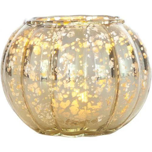 Small Vintage Mercury Glass Vase and Candle Holder (3.5-Inch, Autumn Design, Gold) - For Home Dec... | Walmart (US)