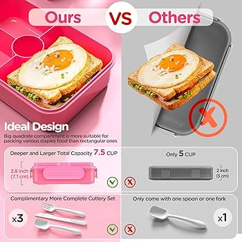 DaCool Lunch Box Kids Bento Box 7.5 Cups with 4-Compartment Leakproof BPA Free Toddler Girls Lunc... | Amazon (US)